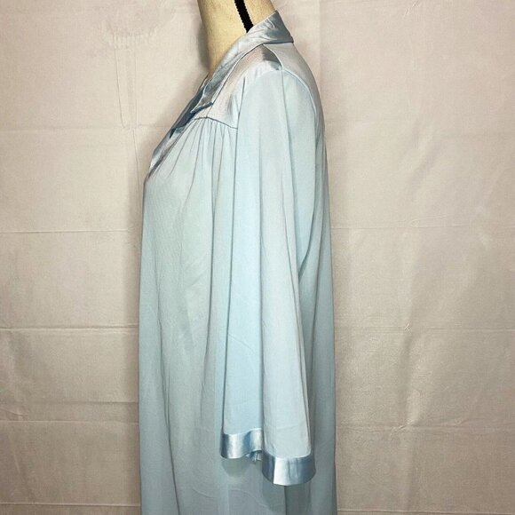 Vintage Vanity Fair Light Blue Robe Embroidered Button Down Nylon Plus Sz Medium - Picture 5 of 7